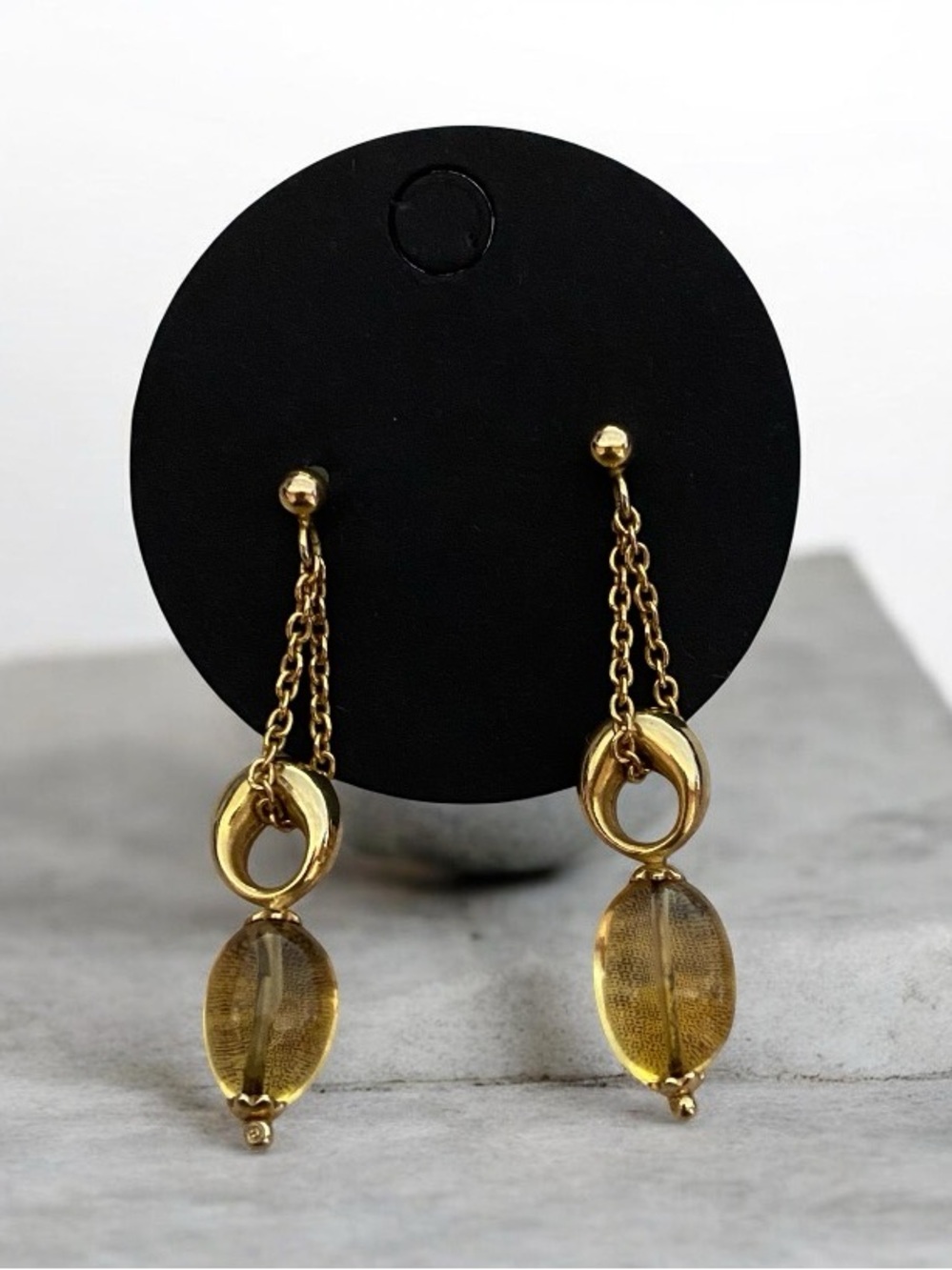 14K yellow gold citrine dangle earrings Made in Italy